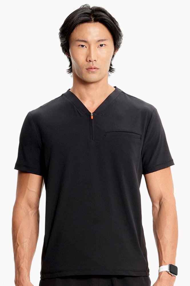 Infinity GNR8 Men's Partial Zip V-neck Scrub Top, Black