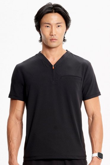 Infinity GNR8 Men's Partial Zip V-neck Scrub Top, Black