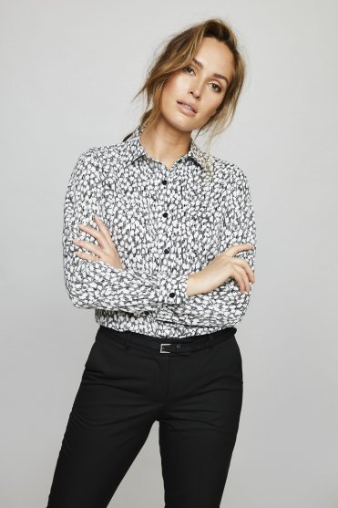 Jigsaw x SJ Women's Long Sleeve Print Blouse, Black Leopard