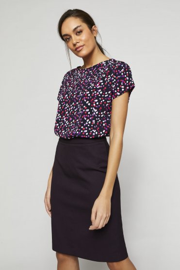 Jigsaw X SJ Slash Neck Blouse, Plum Ink Drop
