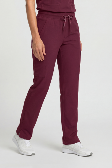 Med Couture Inisight Straight Leg Trouser with Zip Pockets, Tall, Wine