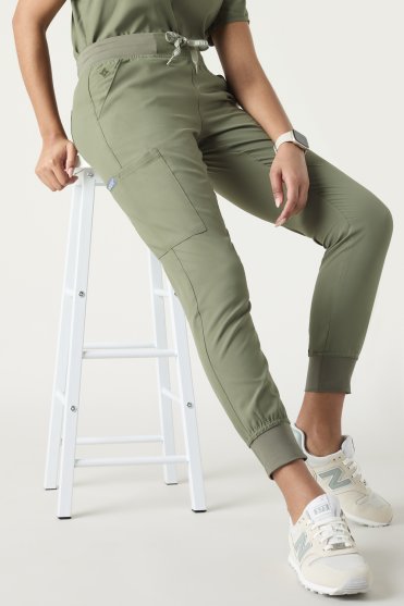 Med Couture Insight Six Pocket Jogger, Tall Length, Olive