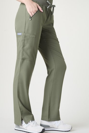Med Couture Insight Women's Insight Straight Leg with Zip Pockets, Olive
