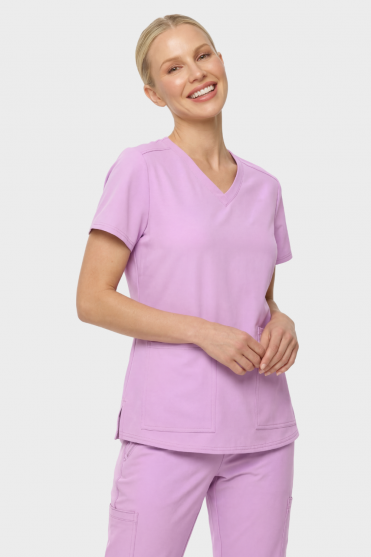 Med Couture Insight Women's Three Pocket Scrub Top, Lilac