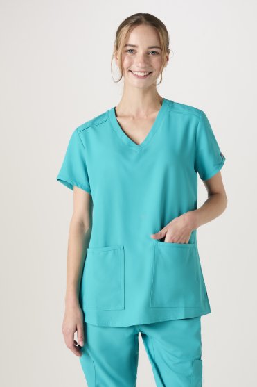 Med Couture Insight Women's Three Pocket Scrub Top, Teal