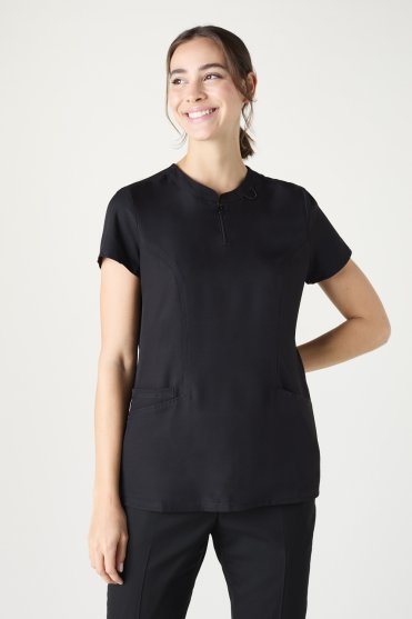 Med Couture Insight Women's Zip Front Scrub Top, Black