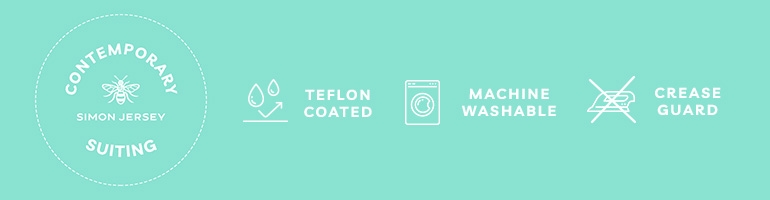 Contemporary Suiting from Simon Jersey - Teflon Coated, Machine Washable and Crease Guard fabrics