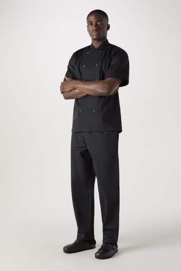Orbit International Unisex Short Sleeve Chef Jacket, Black
