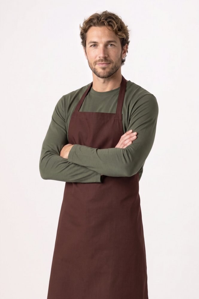 Premier 100% Organic Cotton Bib Apron, Brown