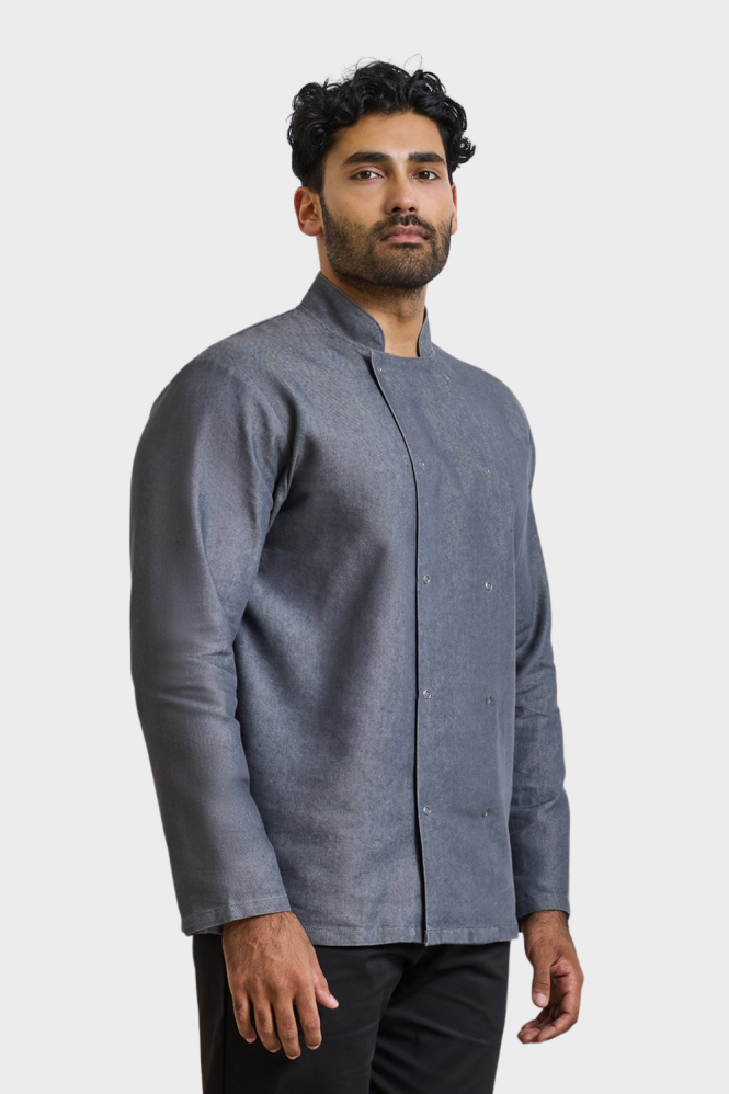 Premier Chefs Long Sleeve Jacket, Grey Denim