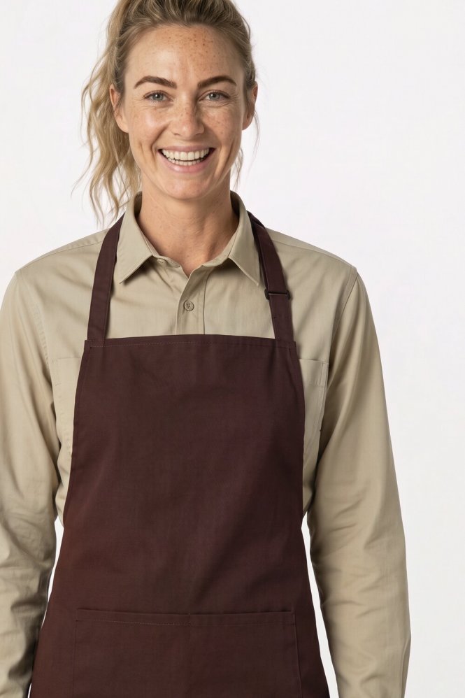 Premier Colours Bib Apron with Pocket, Brown