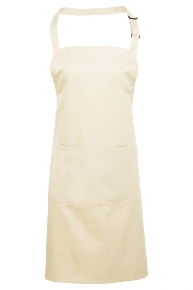 Premier Colours Bib Apron with Pocket, Natural