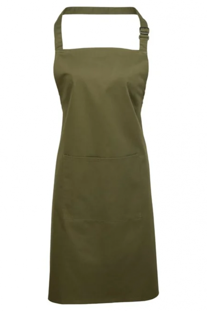 Premier Colours Bib Apron with Pocket, Olive