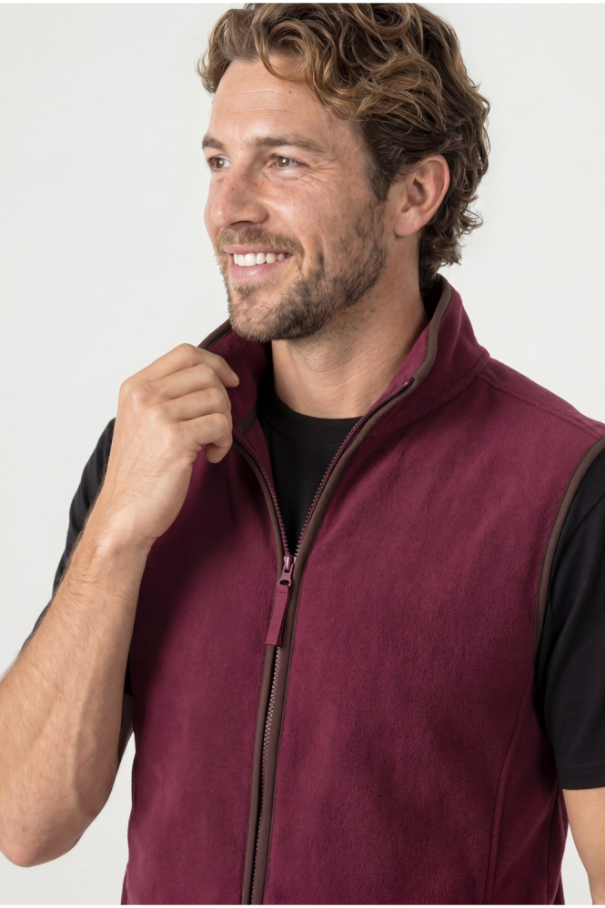 Premier Men's Artisan Fleece Gilet, Burgundy