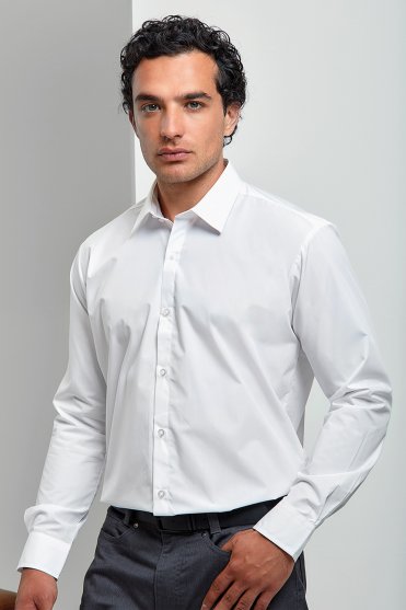Premier Men's Supreme Poplin Long Sleeve Shirt, White