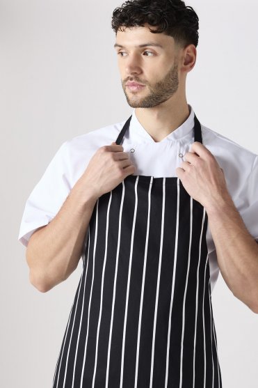 Premier Stripe Bib Apron, Black/White
