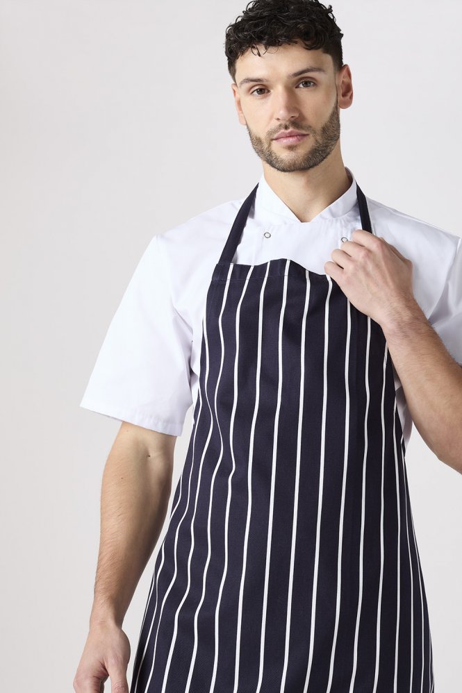 Premier Stripe Butcher's Apron, Navy/White