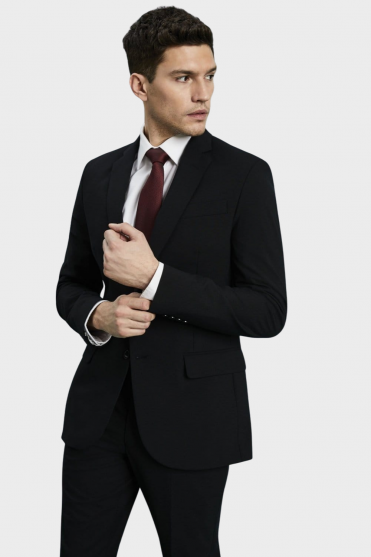 Qualitas Men's Suit Jacket, Long Modern Fit, Black