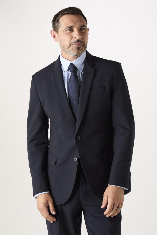 Qualitas Men's Suit Jacket, Modern Fit, Regular Length, Dark Navy