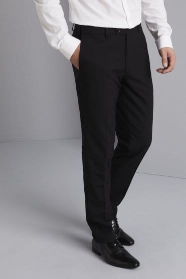 Qualitas Men's Suit Trousers, Modern Fit, Unhemmed Length, Black