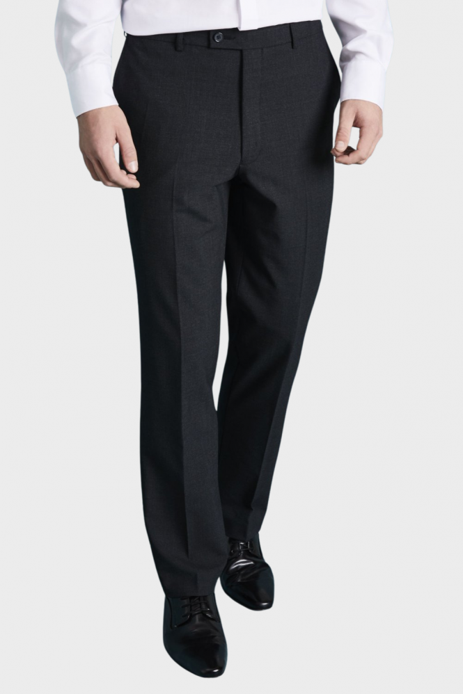 Qualitas Men's Suit Trousers, Modern Fit, Unhemmed Length, Charcoal