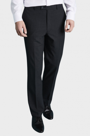 Qualitas Men's Suit Trousers, Modern Fit, Unhemmed Length, Charcoal