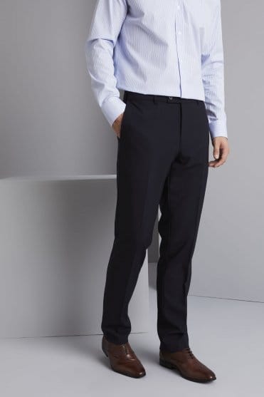 Qualitas Men's Suit Trousers, Tailored Fit, Regular Length, Dark Navy