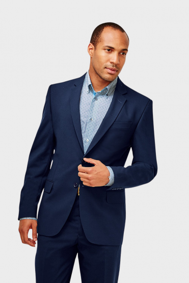 Qualitas Men's Two Button Jacket, Modern Fit, Dark Navy