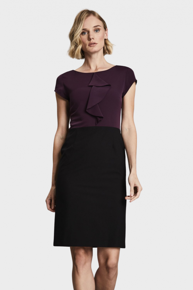 Qualitas Women's Crepe de Chine Dress, Black/Plum