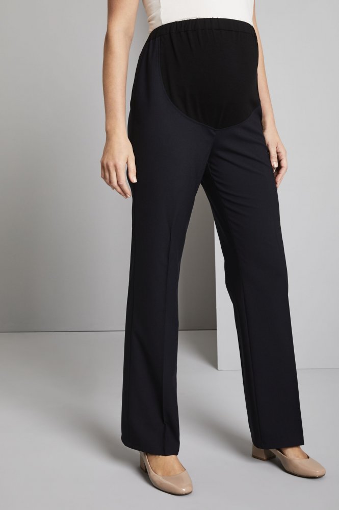 Qualitas Women's Maternity Polywool Parallel Leg Trousers, Navy