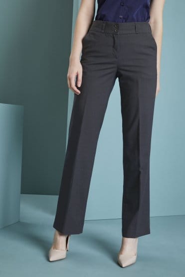 Qualitas Women's Straight Leg Trousers, Regular Fit, Short Length, Charcoal