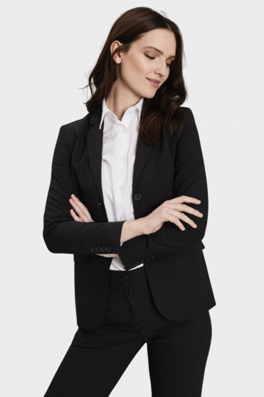 Qualitas Women's Three Button Suit Jacket, Charcoal