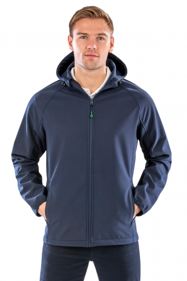 Result Men's 3-Layer Printable Hooded Softshell, Navy