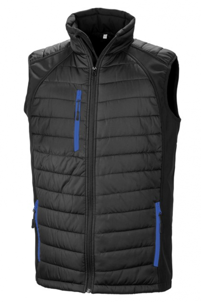 Result Unisex Compass Padded Softshell Gilet, Black/Royal
