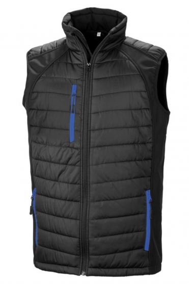 Result Unisex Compass Padded Softshell Gilet, Black/Royal