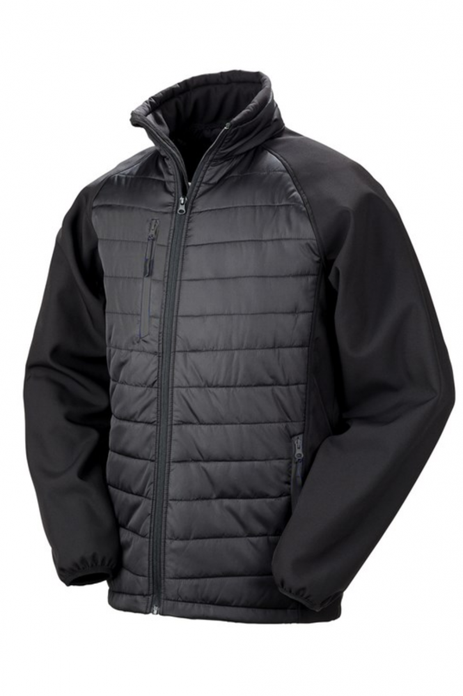 Result Unisex Compass Padded Softshell Jacket, Black/Black