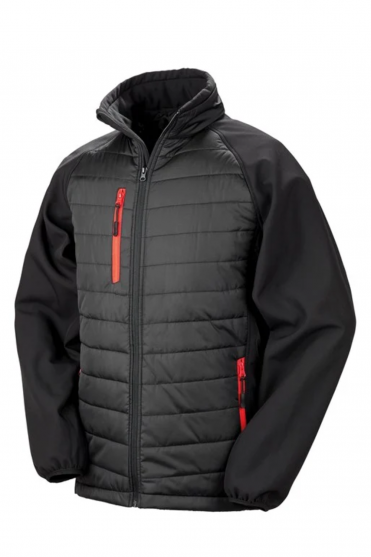 Result Unisex Compass Padded Softshell Jacket, Black/Red