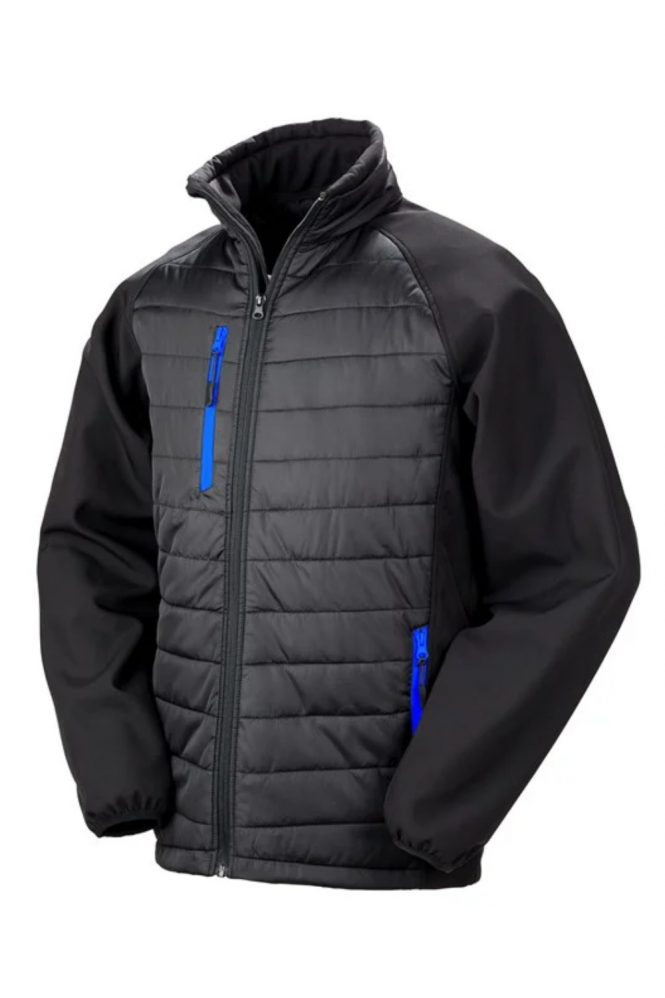 Result Unisex Compass Padded Softshell Jacket, Black/Royal
