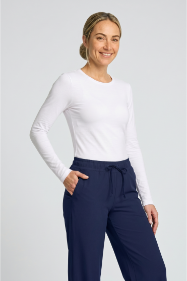 SF Clothing Women's Feel Good Long Sleeve Stretch T Shirt, White