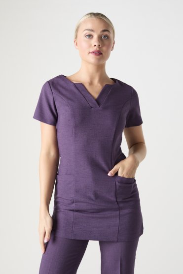 Simon Jersey Linen Blend Women's V-neck Tunic, Plum