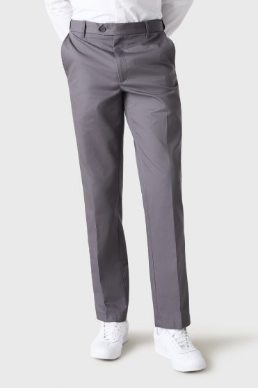 Simon Jersey Men's Flat Front Straight Leg Trousers, Grey