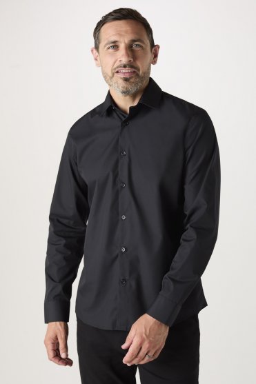 Simon Jersey Men's Long Sleeve Shirt, Regular Fit, Black