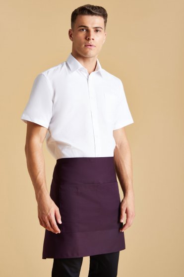 Simon Jersey Short Apron With Pocket, Plum