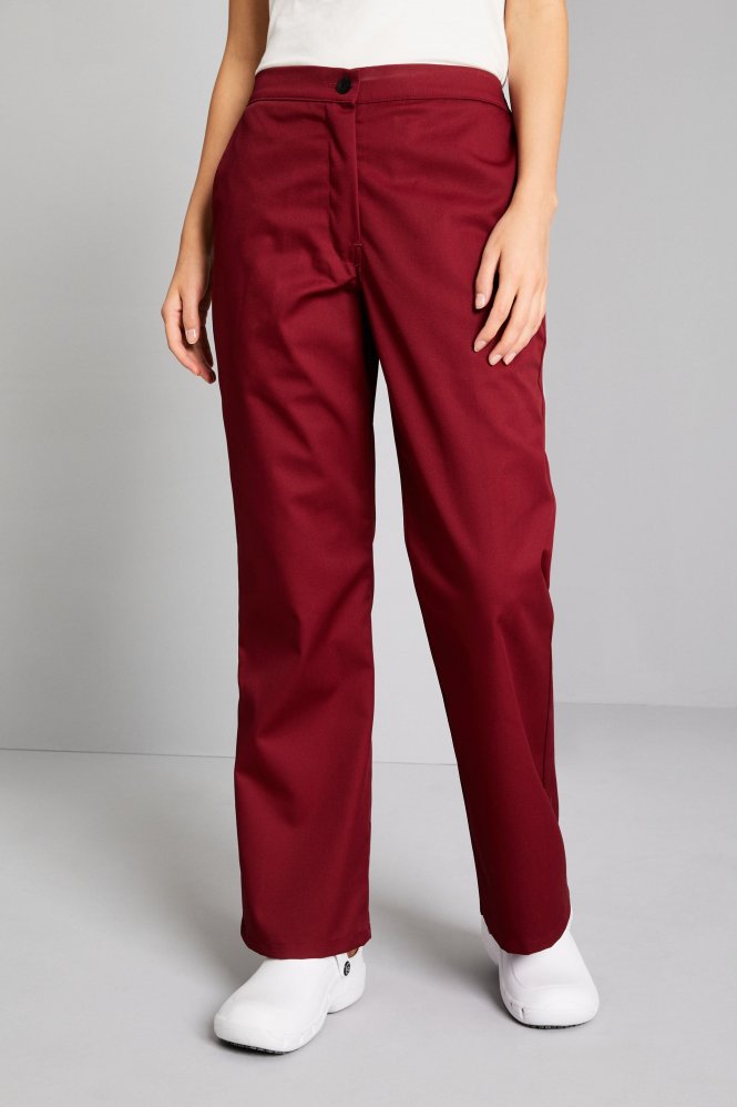 Simon Jersey Women's Bootleg Trousers, Unhemmed Length, Burgundy