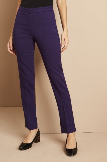 Simon Jersey Women's Crepe Stretchy Tapered Fit Salon Trousers, Violet
