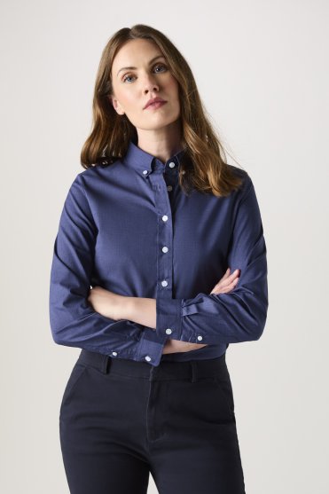 Simon Jersey Women's Denim-Look Shirt, Dark Blue