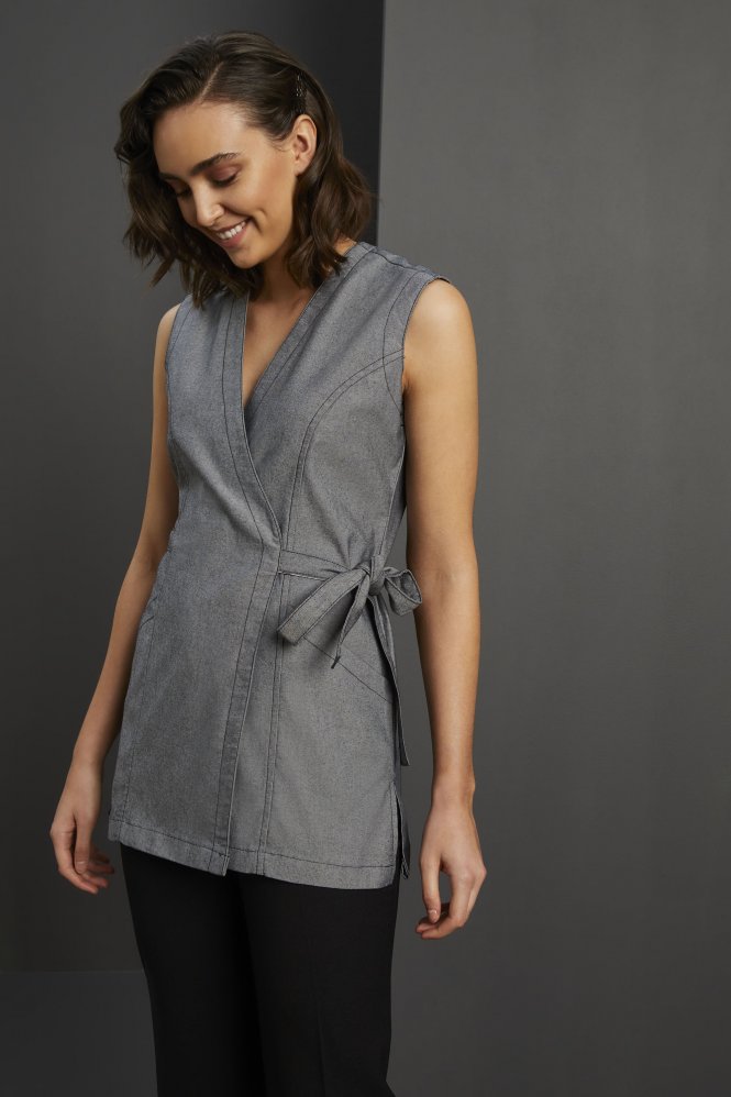 Simon Jersey Women's Denim Wrap Tunic, Grey/Black