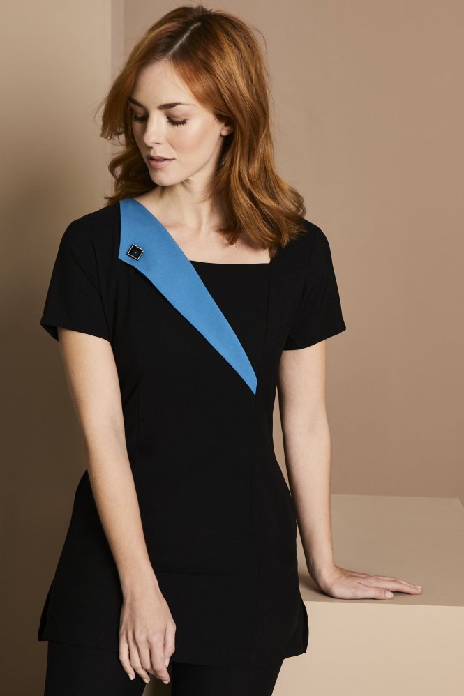 Simon Jersey Women's Feature Lapel Tunic, Teal