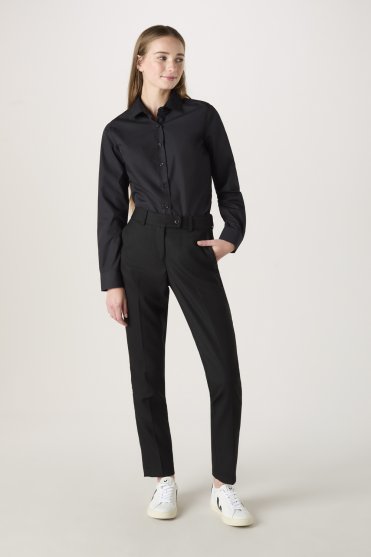 Simon Jersey Women's Fitted Long Sleeve Shirt, Black