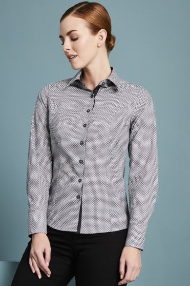 Simon Jersey Women's Patterned Shirt, Black & White